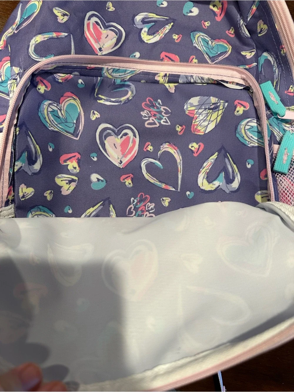 Kids Heart Print Purple Backpack A7:1364